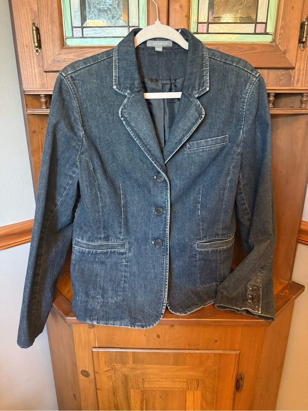 Ann Taylor Hampton cotton blend Denim Jacket Blazer. 12